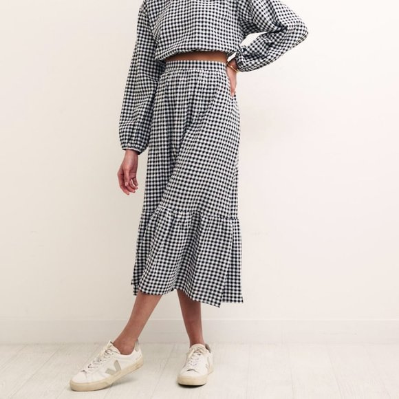 NWT Nobody's Child Black Gingham Midi Skirt (Matching Top Available) - Picture 4 of 7